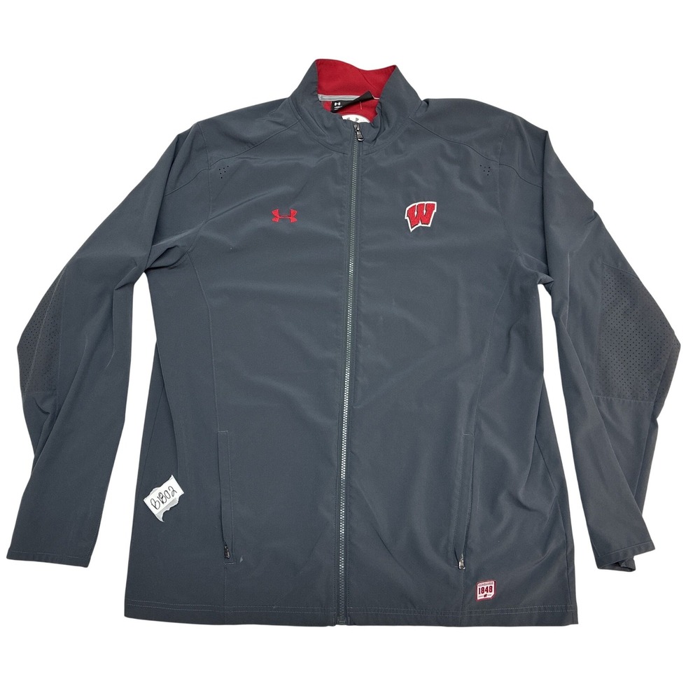 Under Armour Wisconsin‎ Badgers Full Zip Track Jacket Gray Mens XL NCAA
